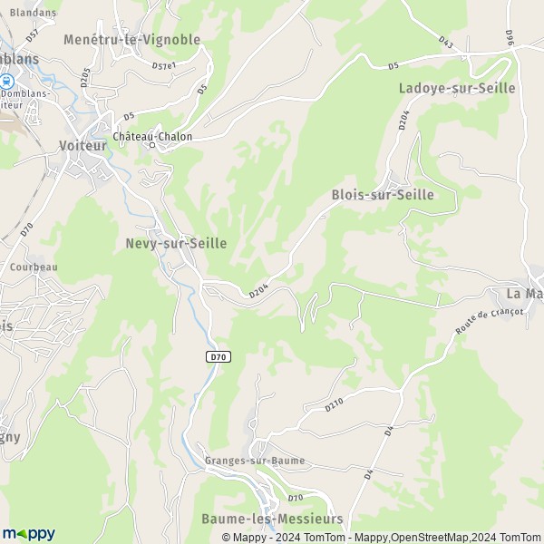 La carte pour la ville de Nevy-sur-Seille 39210