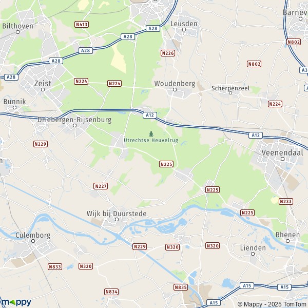 La carte pour la ville de Utrechtse Heuvelrug 3922-3985