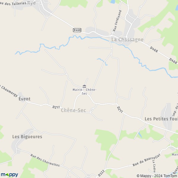 La carte pour la ville de Chêne-Sec 39230