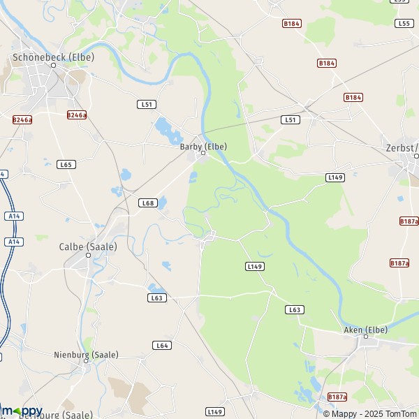 La carte pour la ville de 39240-39249 Barby