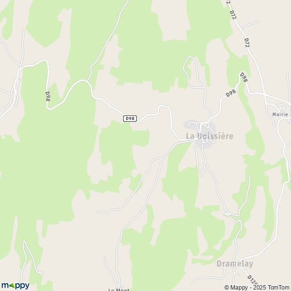 La carte pour la ville de La Boissière 39240