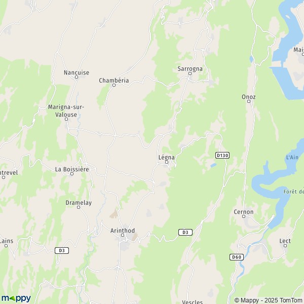 La carte pour la ville de Fétigny, 39240 Valzin-en-Petite-Montagne