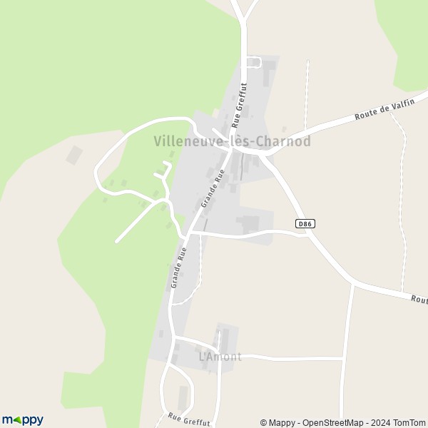 La carte pour la ville de Villeneuve-lès-Charnod, 39240 Aromas