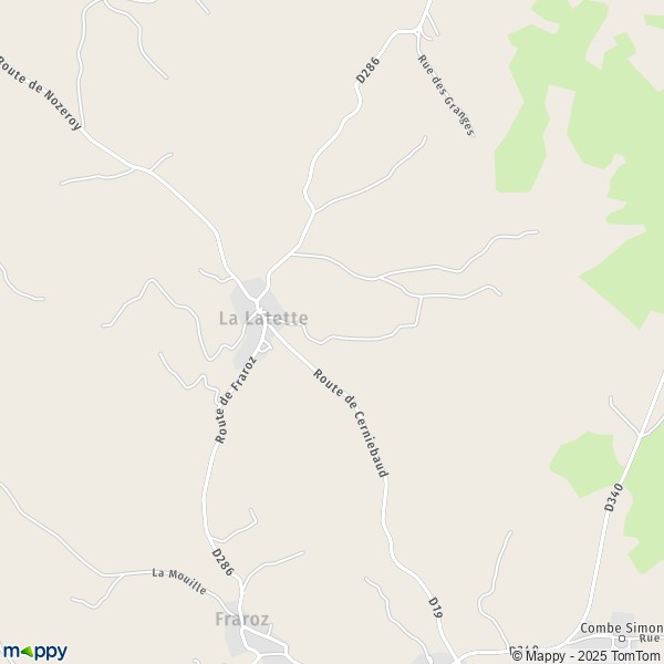 La carte pour la ville de La Latette 39250