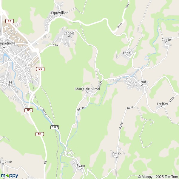 La carte pour la ville de Bourg-de-Sirod 39300