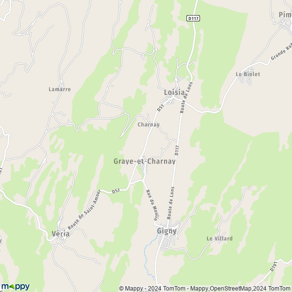 La carte pour la ville de Graye-et-Charnay 39320