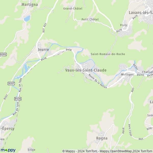 La carte pour la ville de Vaux-lès-Saint-Claude 39360