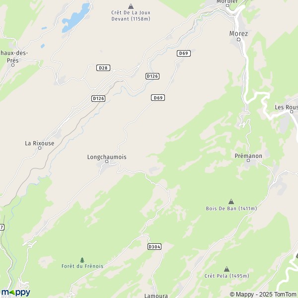 La carte pour la ville de Longchaumois 39400