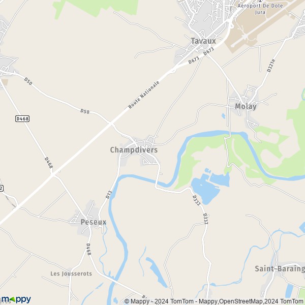 La carte pour la ville de Champdivers 39500