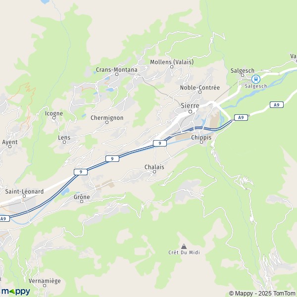 La carte pour la ville de Sierre 3960-3978