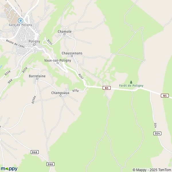 Carte Monts-de-Vaux, 39800 Barretaine
