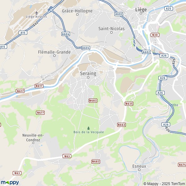 La carte pour la ville de 4000-4460 Seraing
