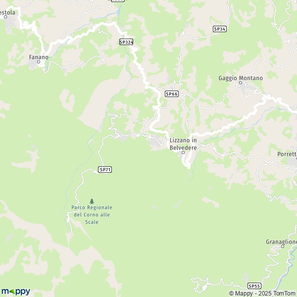 La carte pour la ville de Lizzano in Belvedere 40042