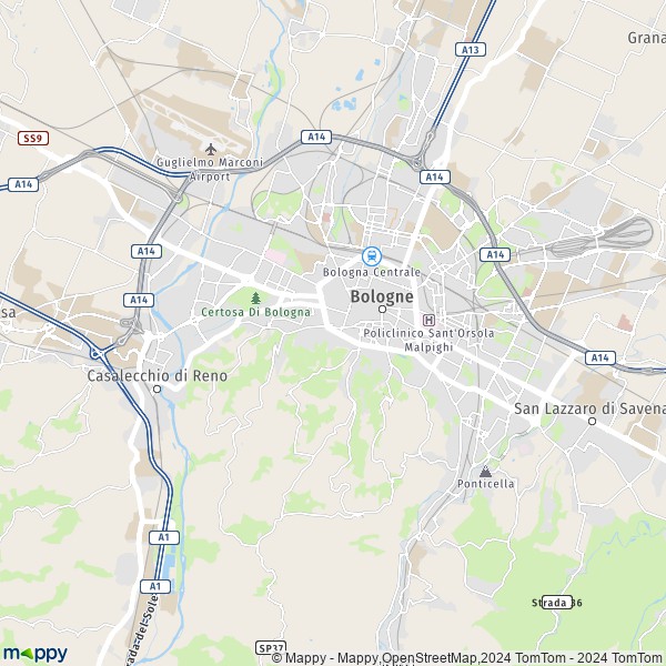 La carte pour la ville de Bologne 40121-40141