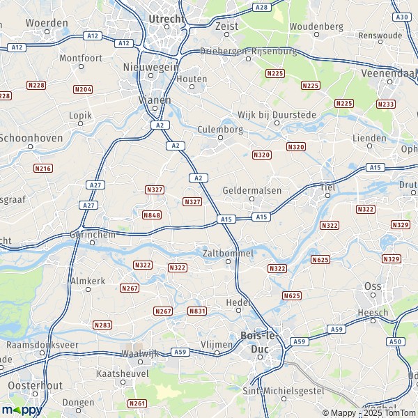 La carte pour la ville de West Betuwe 4014-4214
