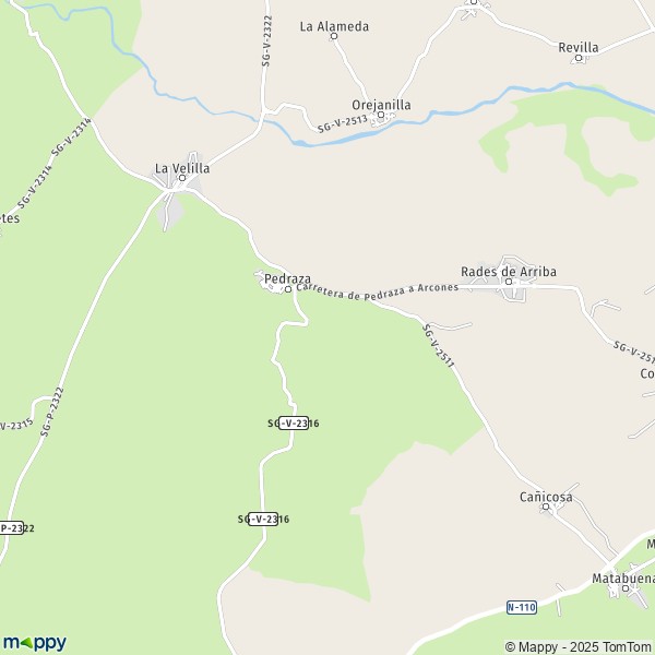 La carte pour la ville de 40162-40173 Pedraza