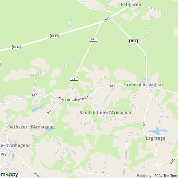 La carte pour la ville de Saint-Julien-d'Armagnac 40240