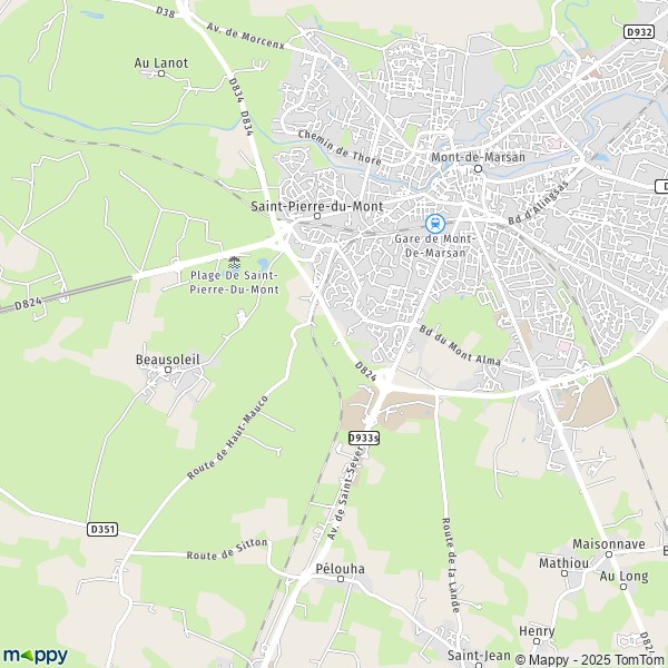 La carte pour la ville de Saint-Pierre-du-Mont 40280