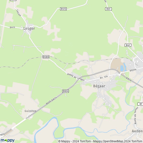 La carte pour la ville de Bégaar 40400