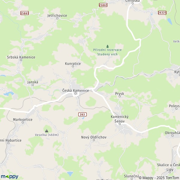 La carte pour la ville de Česká Kamenice 405 02-407 21