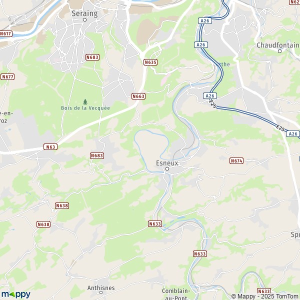 La carte pour la ville de 4052-4130 Esneux