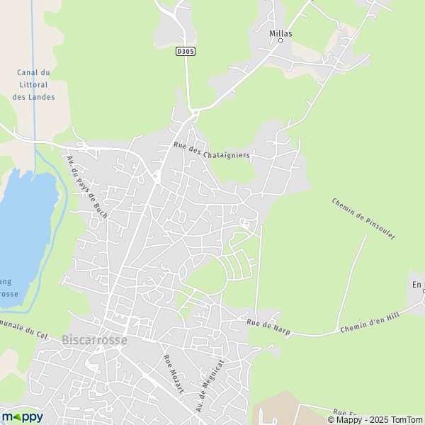 Carte Le Com, 40600 Biscarrosse