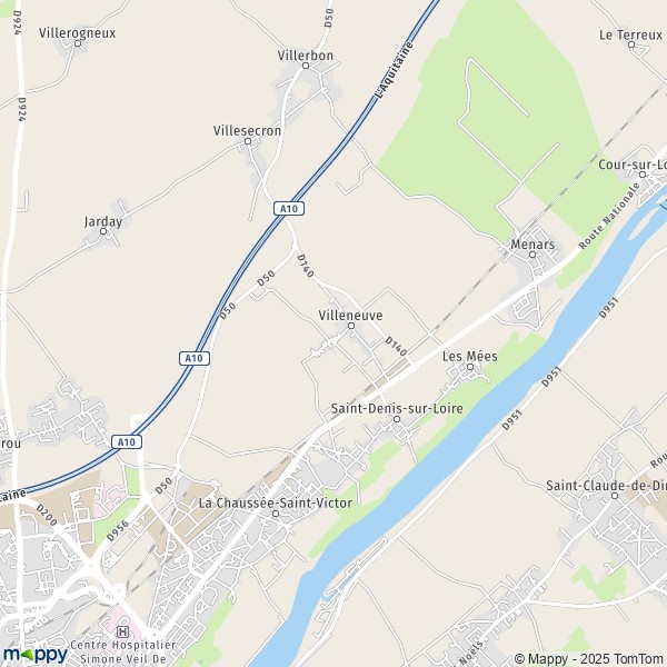 La carte pour la ville de Saint-Denis-sur-Loire 41000