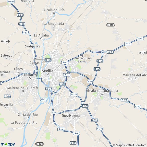 La carte pour la ville de 41001-41703 Séville