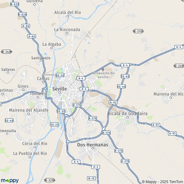 La carte pour la ville de 41001-41703 Séville