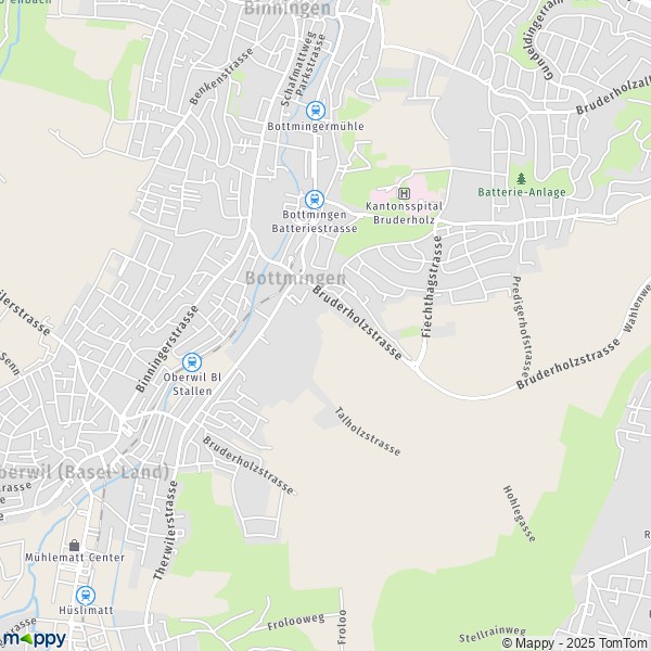 La carte pour la ville de Bottmingen 4101-4104