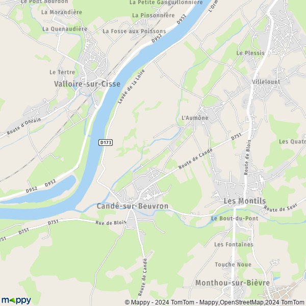La carte pour la ville de Candé-sur-Beuvron 41120
