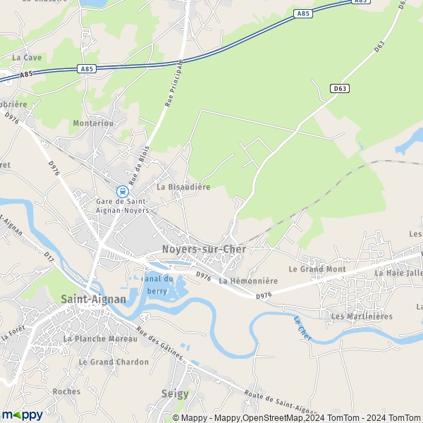 La carte pour la ville de Noyers-sur-Cher 41140