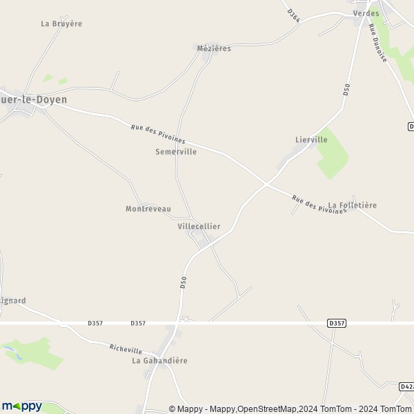 La carte pour la ville de Semerville, 41160 Beauce-la-Romaine