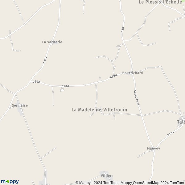 La carte pour la ville de La Madeleine-Villefrouin 41370