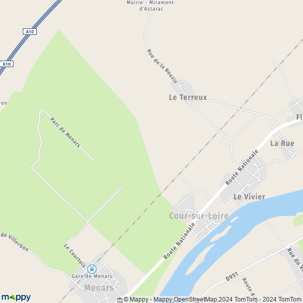 La carte pour la ville de Cour-sur-Loire 41500