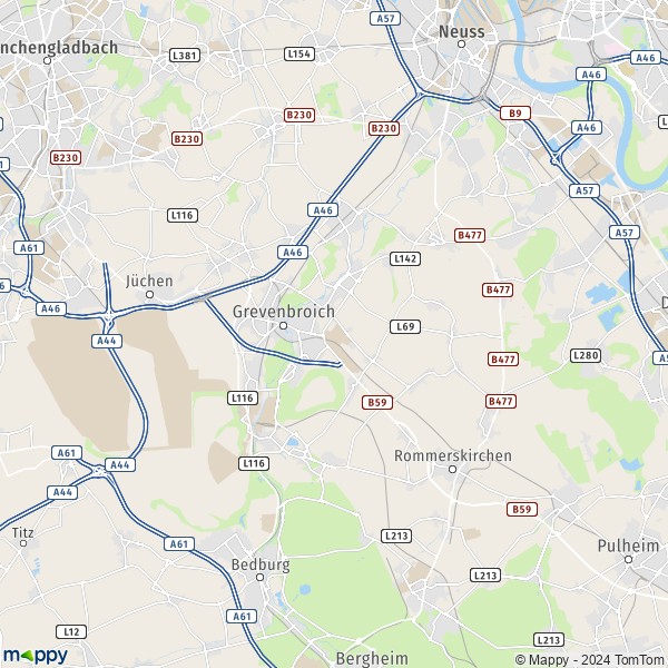 Plan Grevenbroich : carte de Grevenbroich (41515) et infos pratiques