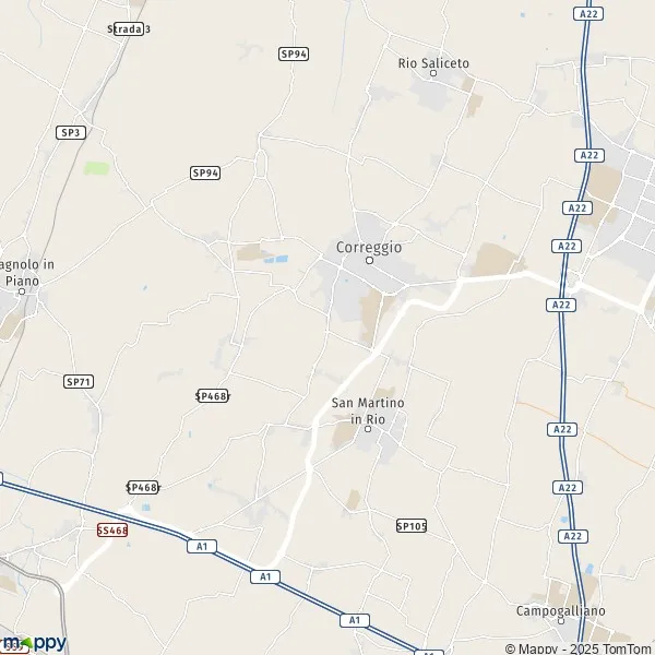 La carte pour la ville de Correggio 42015