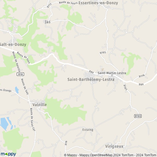 La carte pour la ville de Saint-Barthélemy-Lestra 42110