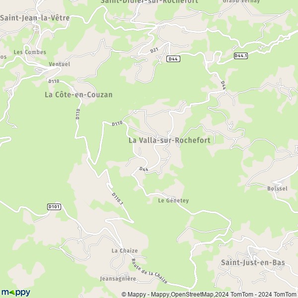 La carte pour la ville de La Valla-sur-Rochefort 42111
