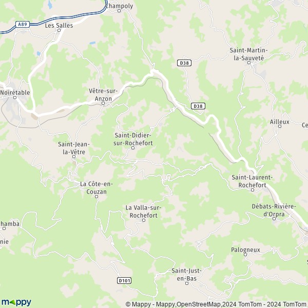 La carte pour la ville de Saint-Didier-sur-Rochefort 42111