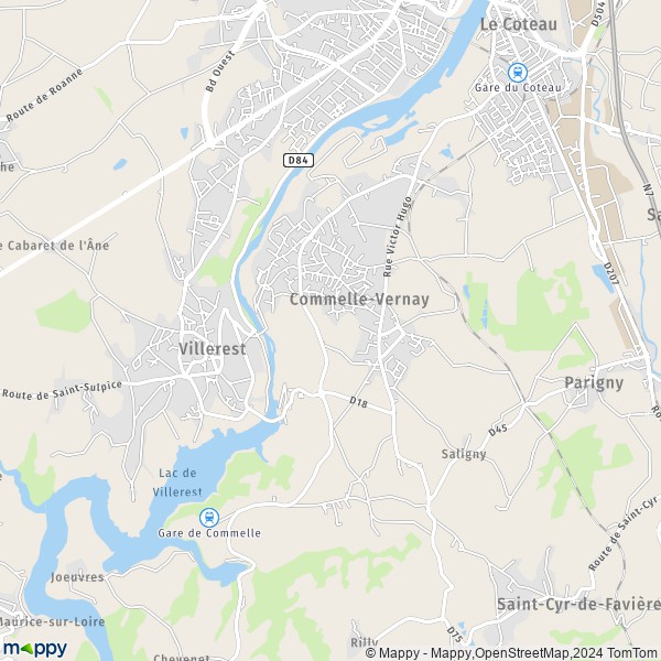 La carte pour la ville de Commelle-Vernay 42120