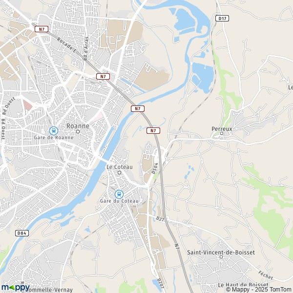 Carte Les Plaines, 42120 Perreux