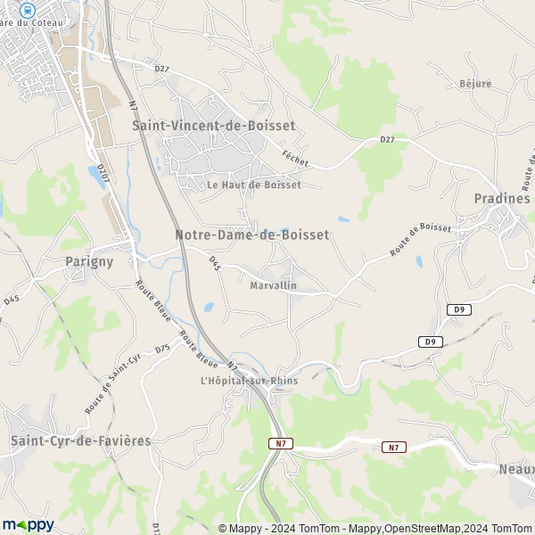 La carte pour la ville de Notre-Dame-de-Boisset 42120