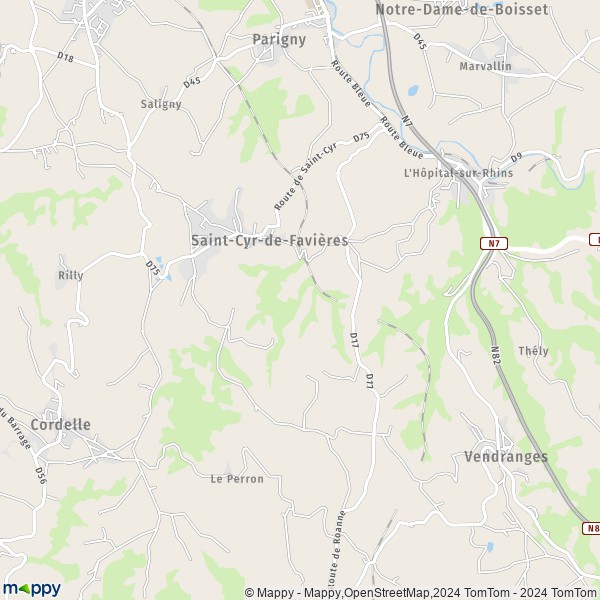 La carte pour la ville de Saint-Cyr-de-Favières 42123