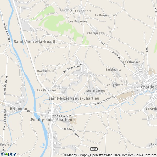 La carte pour la ville de Saint-Nizier-sous-Charlieu 42190