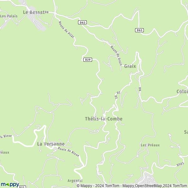 La carte pour la ville de Thélis-la-Combe 42220