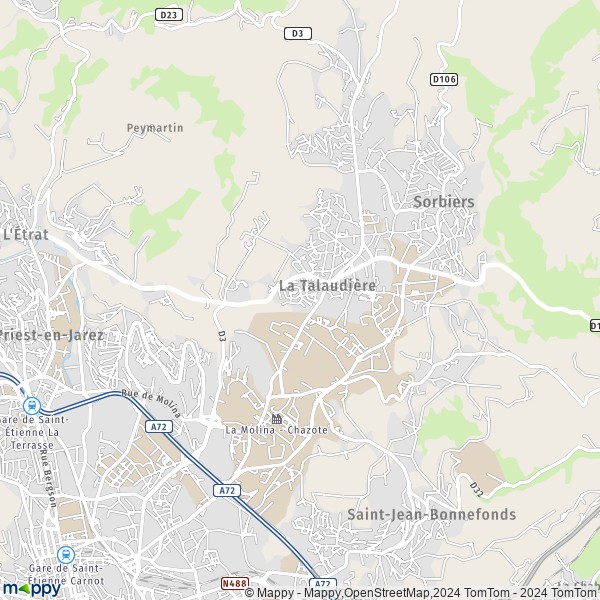 La carte pour la ville de La Talaudière 42350