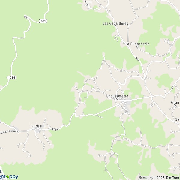 La carte pour la ville de Chausseterre 42430