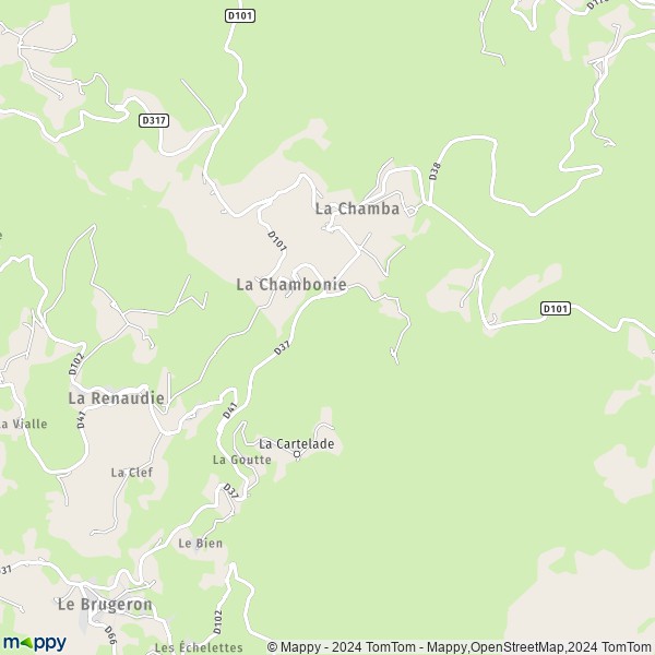 La carte pour la ville de La Chambonie 42440