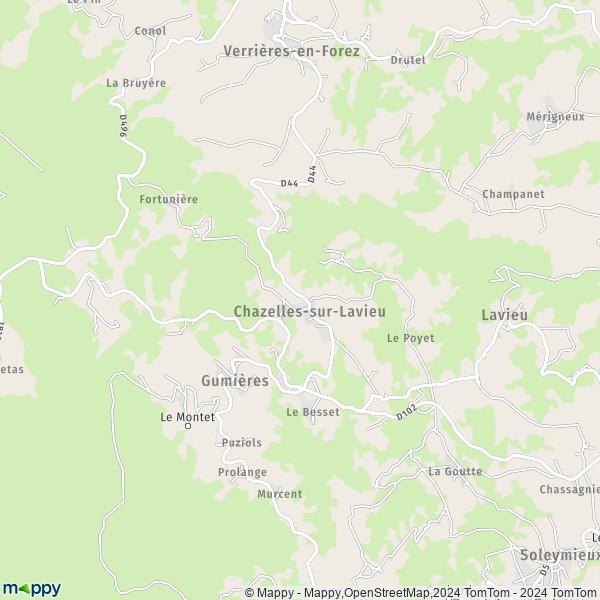 La carte pour la ville de Chazelles-sur-Lavieu 42560